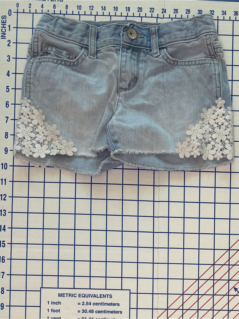 Place Light Blue Denim Shorts with Pink Logo